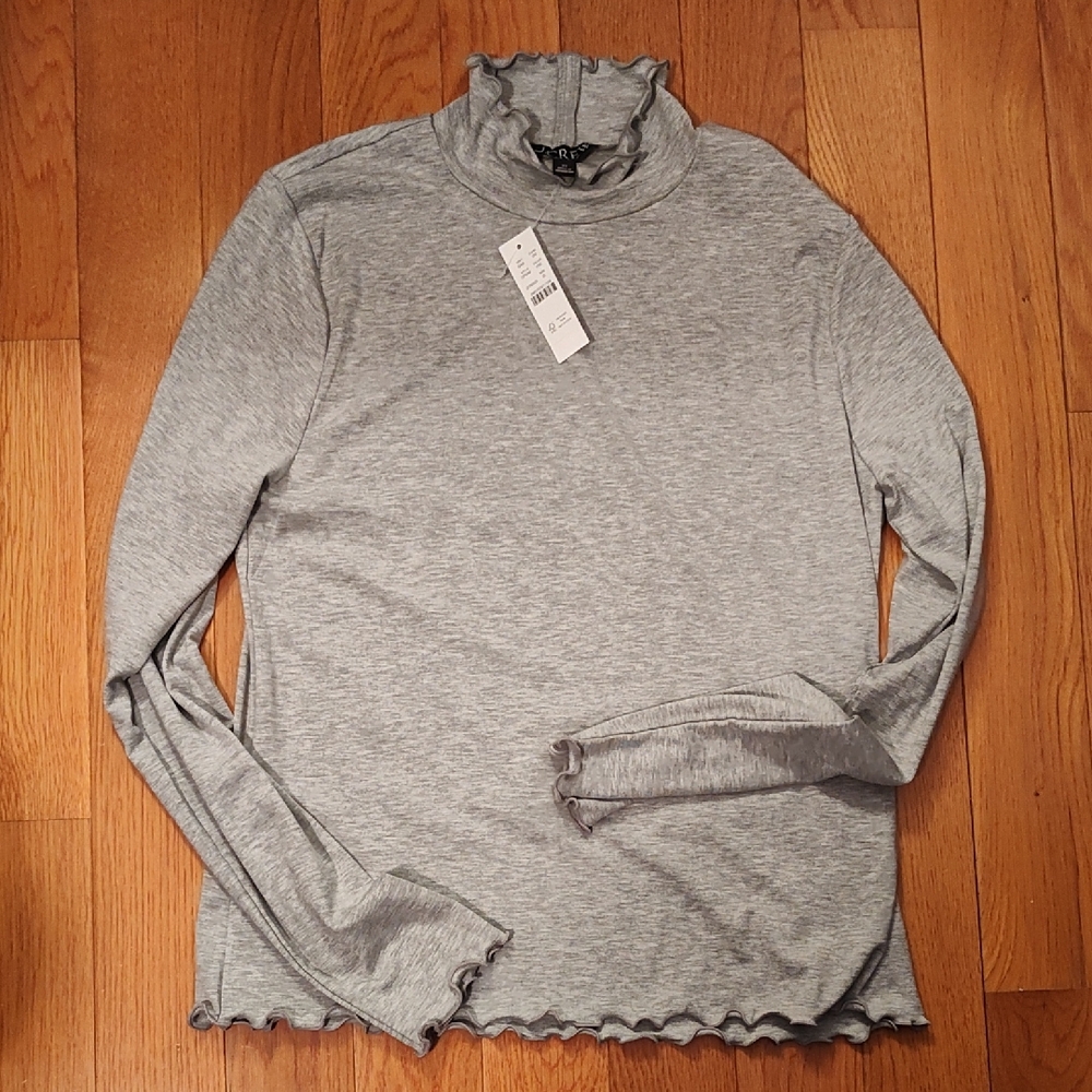 J Crew Refined rib lettuce-trim turtleneck